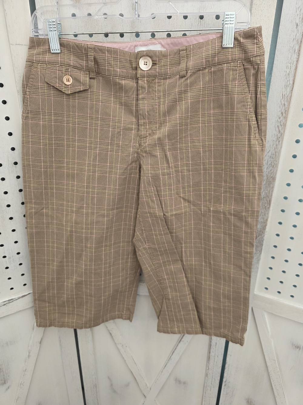 Womams Tan Plaid Knee-Length Shorts Size 8